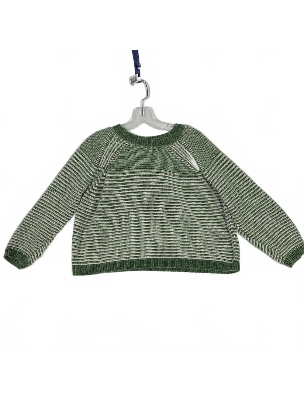 Hazel Moon Women's Green and White Striped Knit Sweater Size L b29